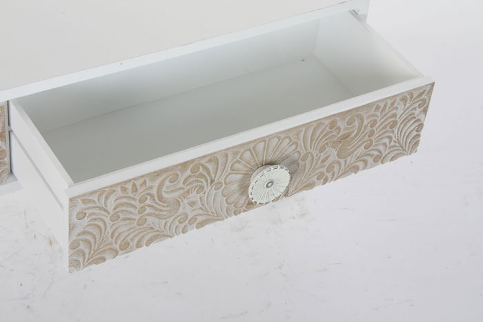 DKD Home Decor Mesa Centro Indio Madera Clara Blanca 120x65x42 cm 4 Cajones Mandala