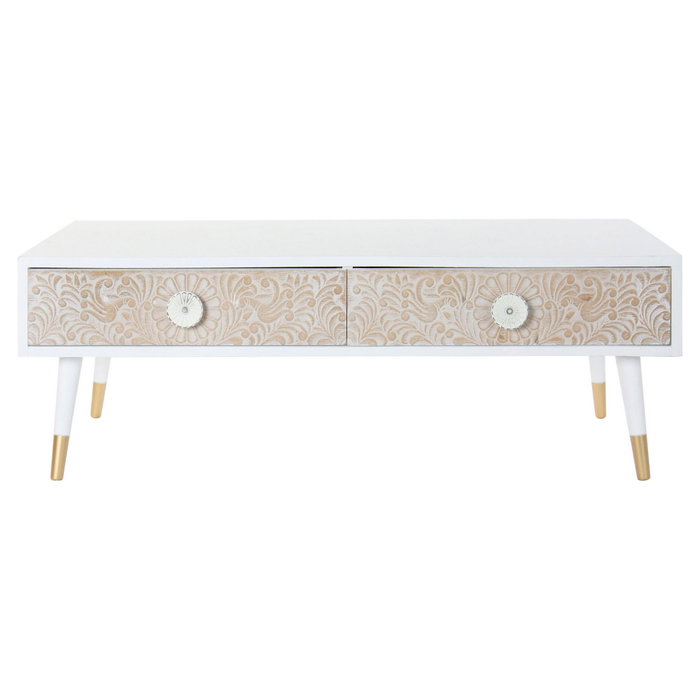 DKD Home Decor Mesa Centro Indio Madera Clara Blanca 120x65x42 cm 4 Cajones Mandala DKD Home Decor Mesa Centro Indio Madera Clara Blanca 120x65x42 cm 4 Cajones Mandala