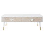DKD Home Decor Mesa Centro Indio Madera Clara Blanca 120x65x42 cm 4 Cajones Mandala