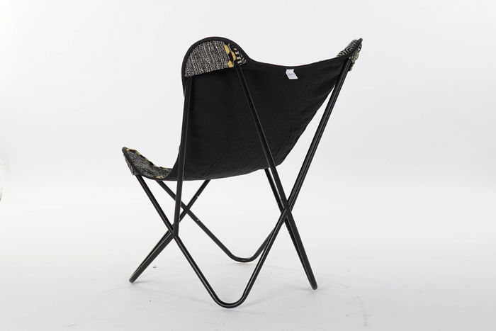 DKD Home Decor Sillón Indio Negro Blanco 65 x 90 x 74 cm Algodón Hierro