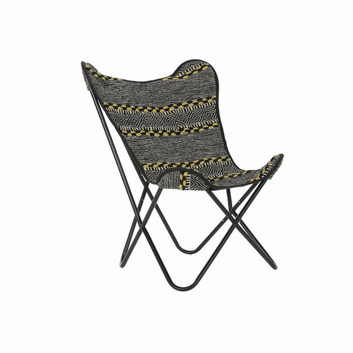 DKD Home Decor Sillón de Algodón y Hierro Mariposa Negro