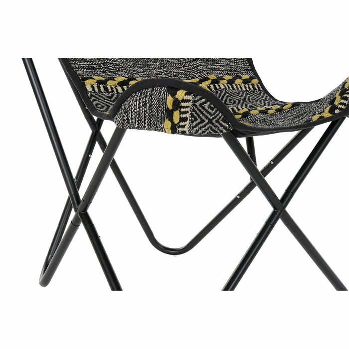 DKD Home Decor Sillón de Algodón y Hierro Mariposa Negro