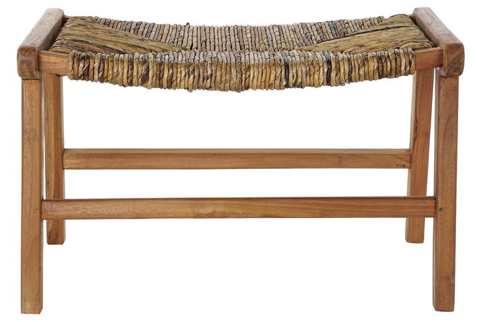 DKD Home Decor Descalzadora Alpino Teca y Fibra Natural Marron Claro 47 x 40 x 65 cm