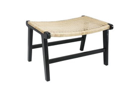 DKD Home Decor Descalzadora de Teca y Ratán Negro