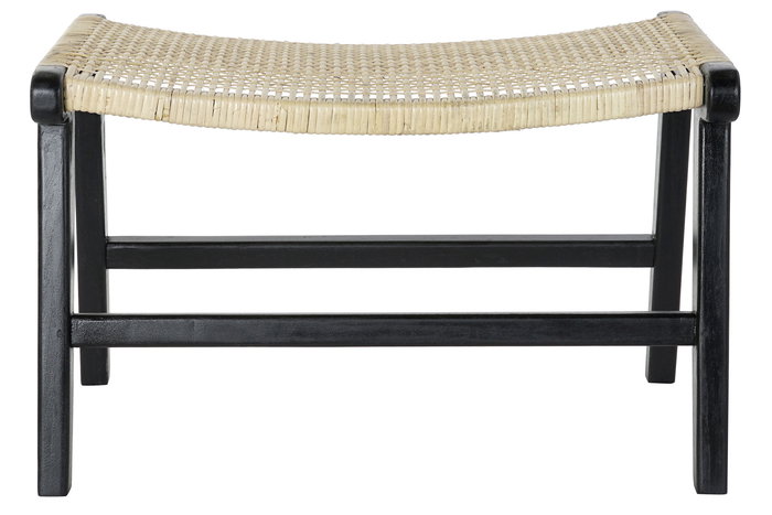 DKD Home Decor Descalzadora Boho Negro Natural Ratán Teca 47 x 40 x 65 cm DKD Home Decor Descalzadora Boho Negro Natural Ratán Teca 47 x 40 x 65 cm