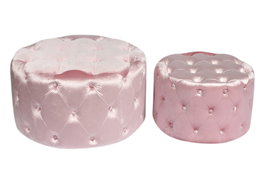 DKD Home Decor Set de 2 Reposapiés de Terciopelo Rosa