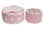 DKD Home Decor Set de 2 Reposapiés de Terciopelo Rosa