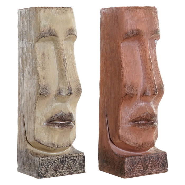 DKD Home Decor Maceteros de Resina Surtiendo 2 Piezas, Terracota y Beige