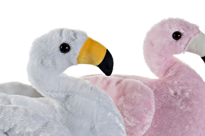 DKD Home Decor Peluche Flamenco Blanco Rosa LED 25 x 27 x 34 cm (2 Unidades)