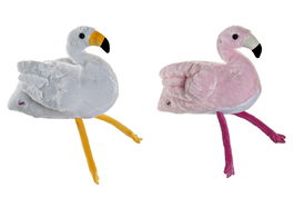 DKD Home Decor Peluche Flamenco Blanco Rosa LED 25 x 27 x 34 cm (2 Unidades)