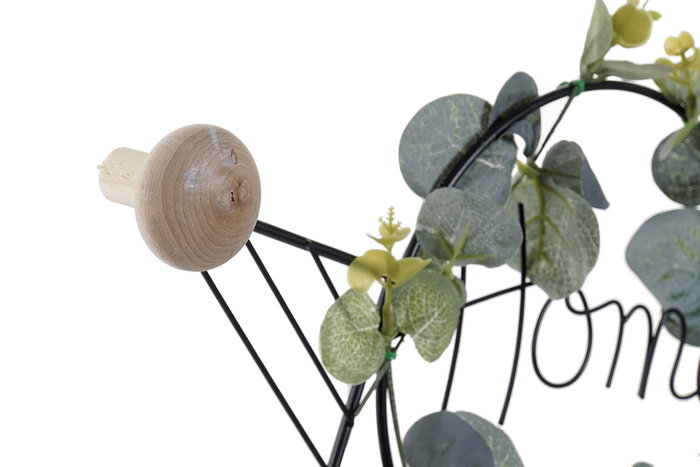 DKD Home Decor Perchero de Pared Negro Natural Metal 43 x 36 x 4.5 cm