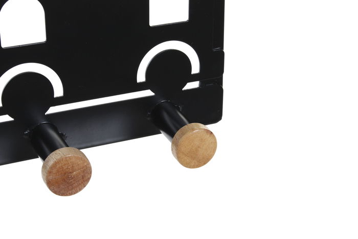 DKD Home Decor Perchero 28.5 x 8.5 x 16.5 cm Negro Blanco Metal MDF 4 Colgadores Puerta 2 Unidades