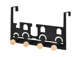 DKD Home Decor Perchero 28.5 x 8.5 x 16.5 cm Negro Blanco Metal MDF 4 Colgadores Puerta 2 Unidades