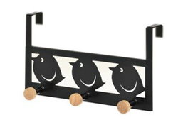 DKD Home Decor Perchero de Metal con 3 Colgadores, Negro y Blanco