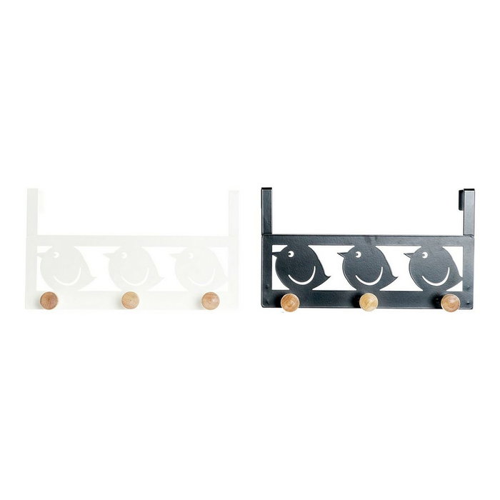 DKD Home Decor Perchero de Metal con 3 Colgadores, Negro y Blanco DKD Home Decor Perchero de Metal con 3 Colgadores, Negro y Blanco