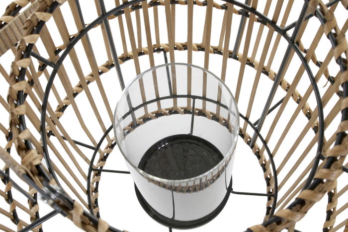 DKD Home Decor Portavela 47 Bambú Metal Natural 30 x 32 x 30 cm