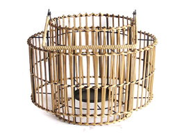 DKD Home Decor Portavelas Bambú y Metal Natural 30x30x32