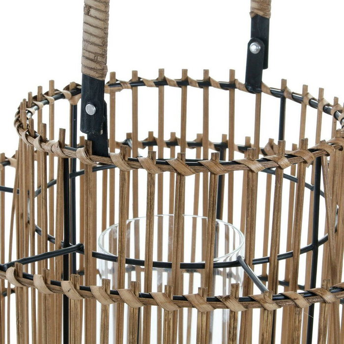 DKD Home Decor Portavelas Bambú y Metal Natural 30x30x32 DKD Home Decor Portavelas Bambú y Metal Natural 30x30x32