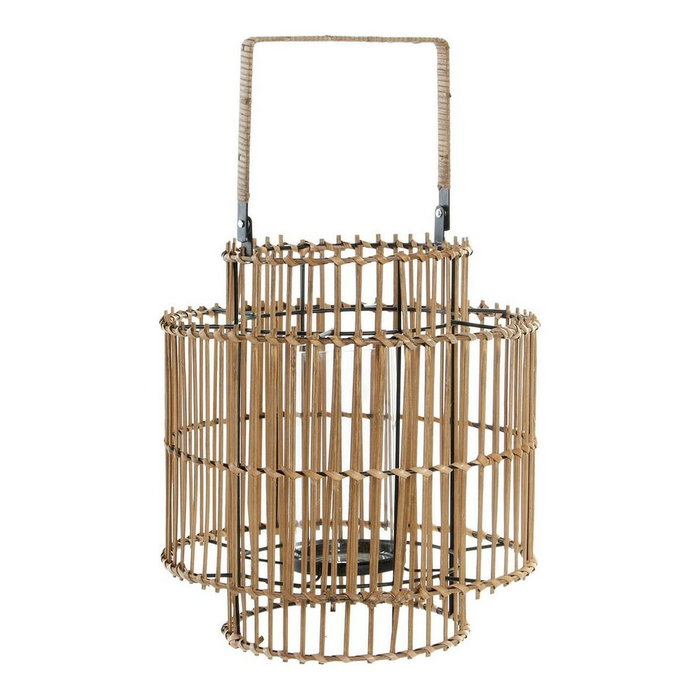 DKD Home Decor Portavelas Bambú y Metal Natural 30x30x32 DKD Home Decor Portavelas Bambú y Metal Natural 30x30x32