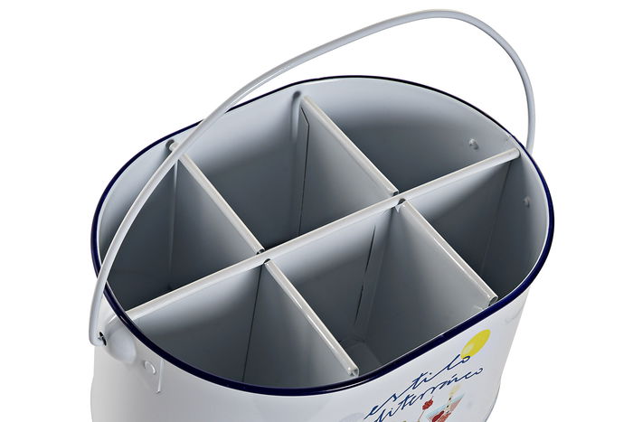 DKD Home Decor Cubo Estilo Mediterráneo Metal Blanco 24.5 x 17 x 13 cm