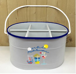 DKD Home Decor Cubo de Metal Blanco Estilo Mediterr Neo 24,5x17x13 cm