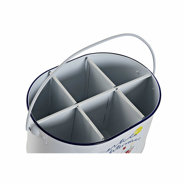 DKD Home Decor Cubo de Metal Blanco Estilo Mediterr Neo 24,5x17x13 cm DKD Home Decor Cubo de Metal Blanco Estilo Mediterr Neo 24,5x17x13 cm
