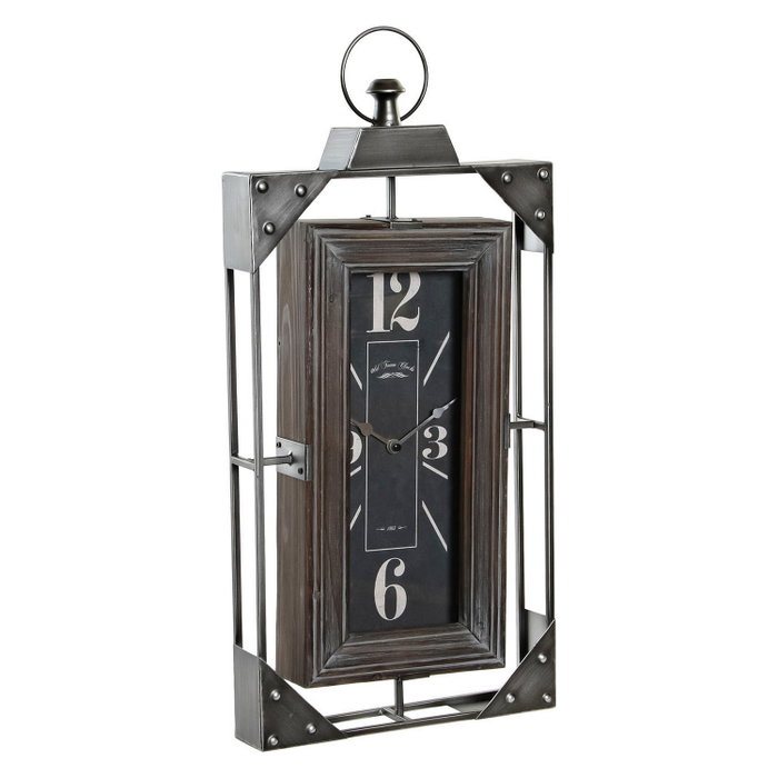 DKD Home Decor Reloj de Pared de Hierro y Madera Gris