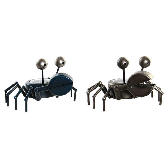 DKD Home Decor Reloj de Sobremesa de Hierro Cangrejo, Pack de 2 unidades, Azul y Plateado