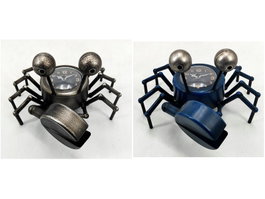 DKD Home Decor Reloj de Sobremesa de Hierro Cangrejo, Pack de 2 unidades, Azul y Plateado