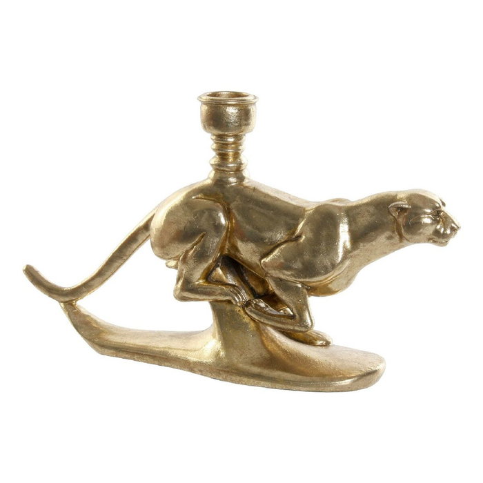 DKD Home Decor Figura de Resina Leopardo Dorado