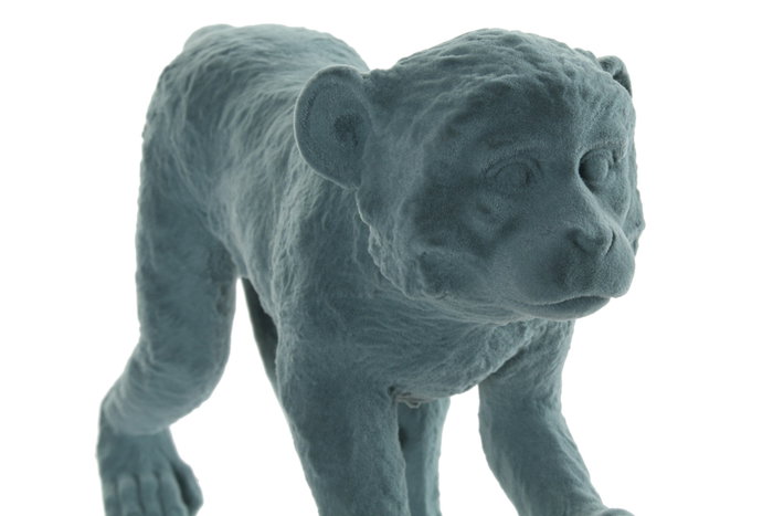 DKD Home Decor Figura de Mono con Acabado Flocado, Pack de 2, Verde y Rosa