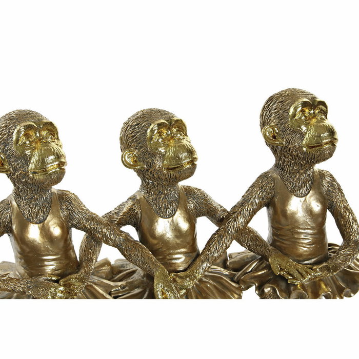 DKD Home Decor Figura de Resina Monos Ballet Dorado