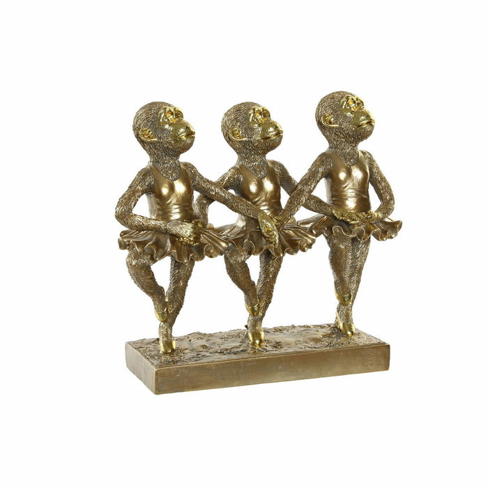 DKD Home Decor Figura de Resina Monos Ballet Dorado
