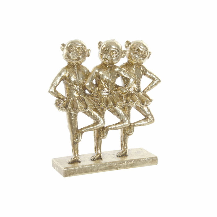 DKD Home Decor Figura de Resina Monos Bailarinas Dorado