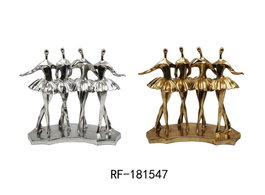 DKD Home Decor Figuras de Bailarinas en Resina, Surtido de 2 Piezas (Dorado y Plateado)