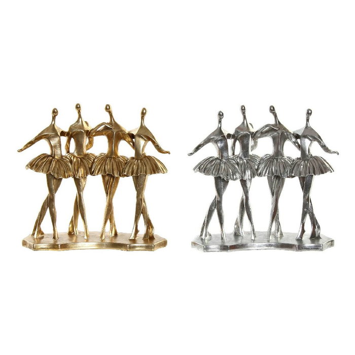 DKD Home Decor Figuras de Bailarinas en Resina, Surtido de 2 Piezas (Dorado y Plateado)