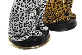 DKD Home Decor Figura Leopardo Naranja Blanco Resina 16 x 32 x 16 cm (2 Unidades)