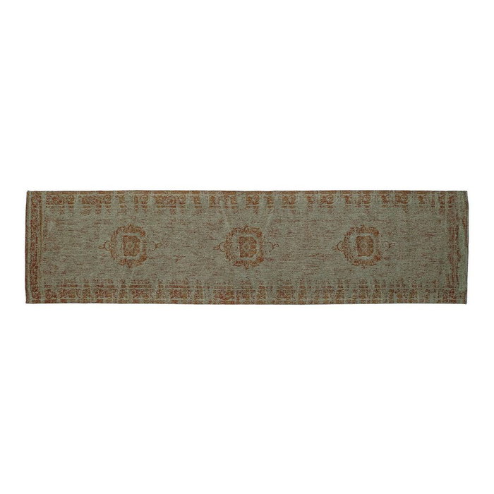 DKD Home Decor Alfombra de Pasillo de Algodón y Chenilla 60x240x1 cm Verde y Marrón Claro
