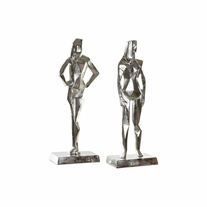 DKD Home Decor Figura de Aluminio Plateada, Set de 2 Piezas
