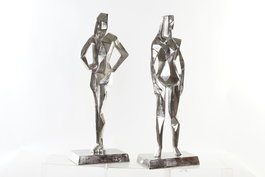 DKD Home Decor Figura de Aluminio Plateada, Set de 2 Piezas