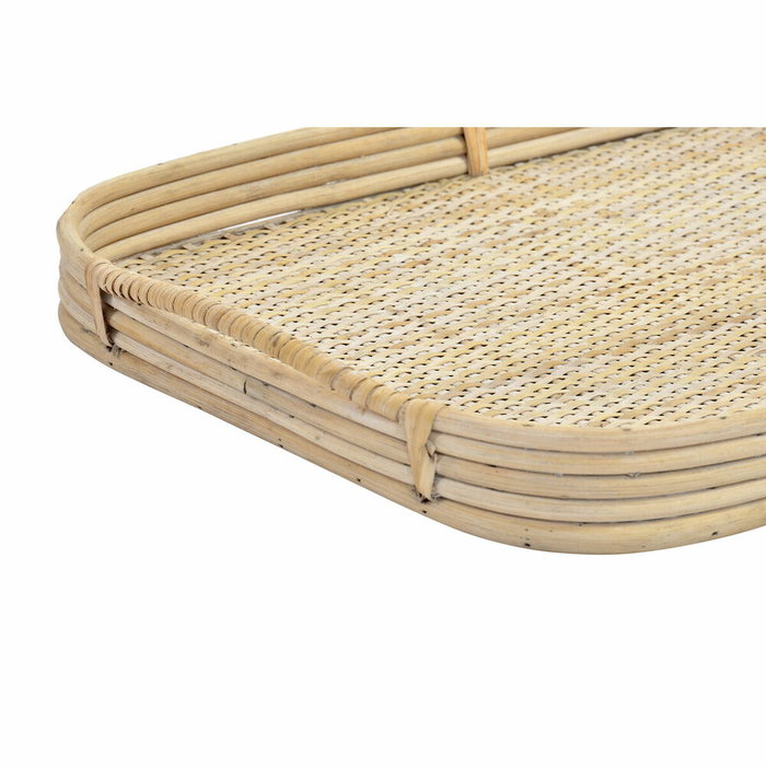 DKD Home Decor Set de 2 Bandejas de Ratán Decorativas Marrón 56x36x5,5 cm