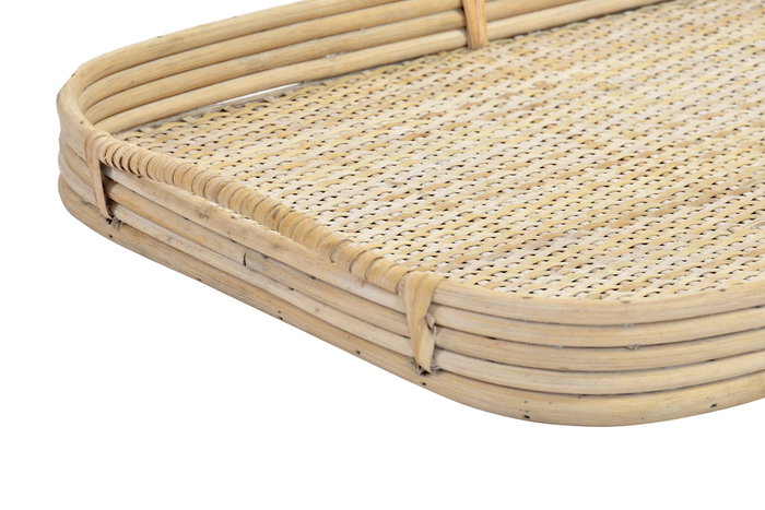 DKD Home Decor Set de 2 Bandejas de Ratán Decorativas Marrón 56x36x5,5 cm