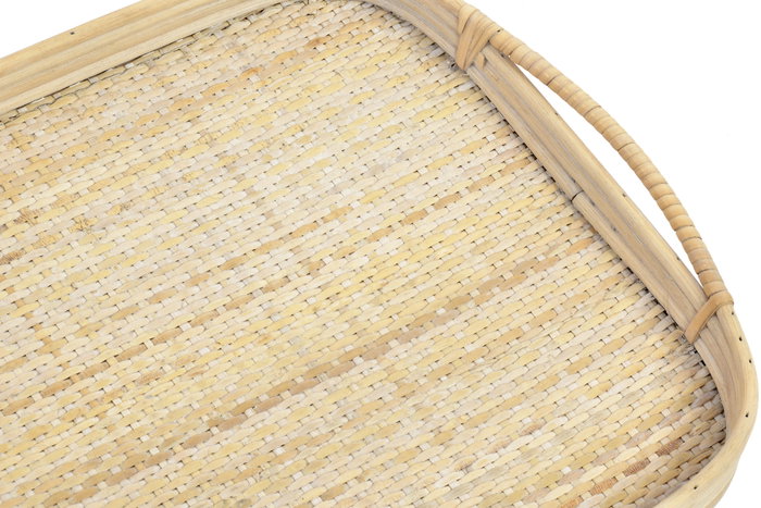 DKD Home Decor Set de 2 Bandejas de Ratán Decorativas Marrón 56x36x5,5 cm