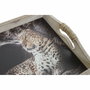 DKD Home Decor Set de 2 Bandejas de MDF Diseño Leopardo Multicolor