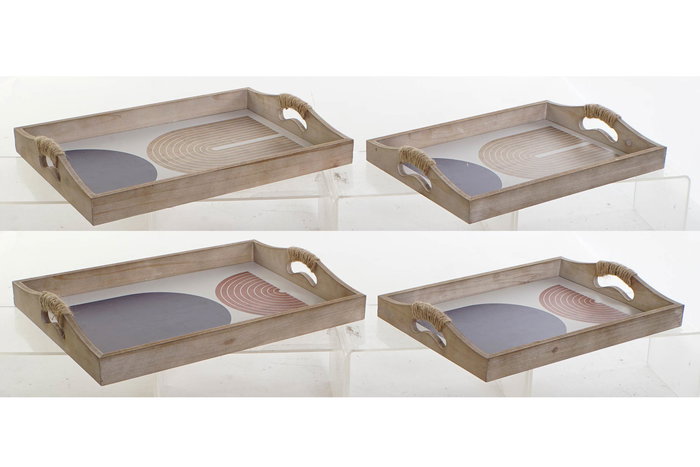 DKD Home Decor Bandeja Moderno Azul Beige MDF Set de 2 Piezas 30 x 6 x 40.6 cm DKD Home Decor Bandeja Moderno Azul Beige MDF Set de 2 Piezas 30 x 6 x 40.6 cm