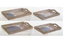 DKD Home Decor Bandeja Moderno Azul Beige MDF Set de 2 Piezas 30 x 6 x 40.6 cm