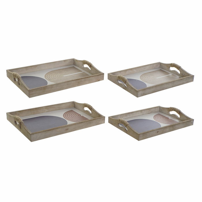 DKD Home Decor Set de 2 Bandejas Modernas de MDF en Azul y Beige DKD Home Decor Set de 2 Bandejas Modernas de MDF en Azul y Beige