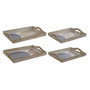DKD Home Decor Set de 2 Bandejas Modernas de MDF en Azul y Beige