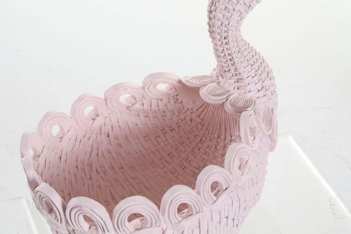 DKD Home Decor Bandeja Vaciabolsillos Romantico Azul Celeste Rosa Palo Resina 14.3 x 23 x 23 cm (2 Unidades)