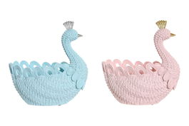 DKD Home Decor Bandeja Vaciabolsillos Romantico Azul Celeste Rosa Palo Resina 14.3 x 23 x 23 cm (2 Unidades)